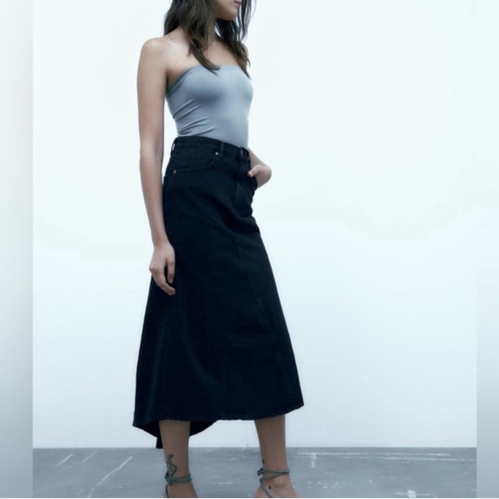 ZARA ASYMMETRICAL DENIM SKIRT